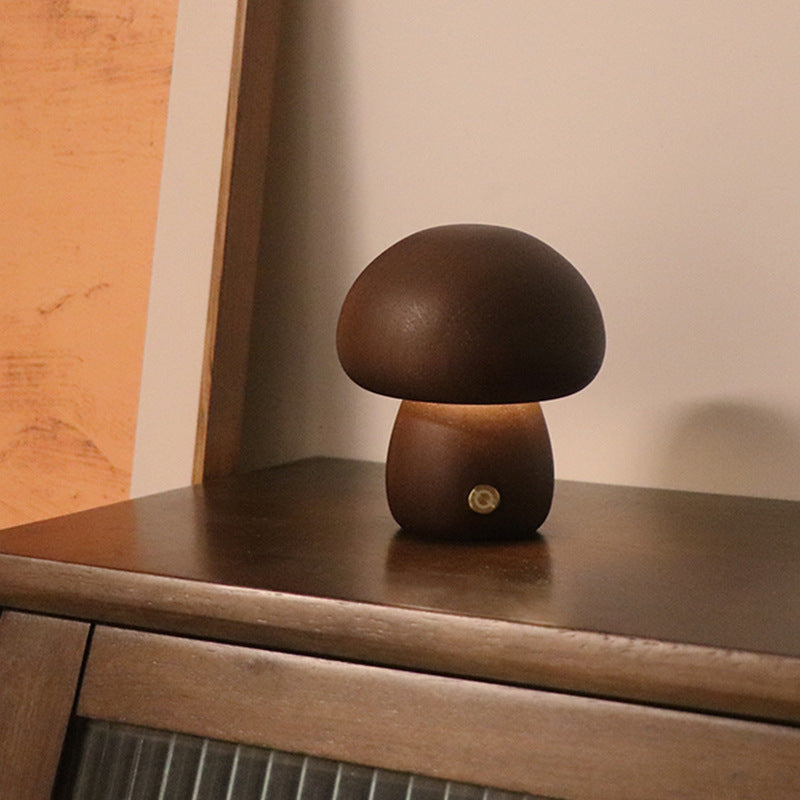 "INS Wooden Mushroom LED Night Light"