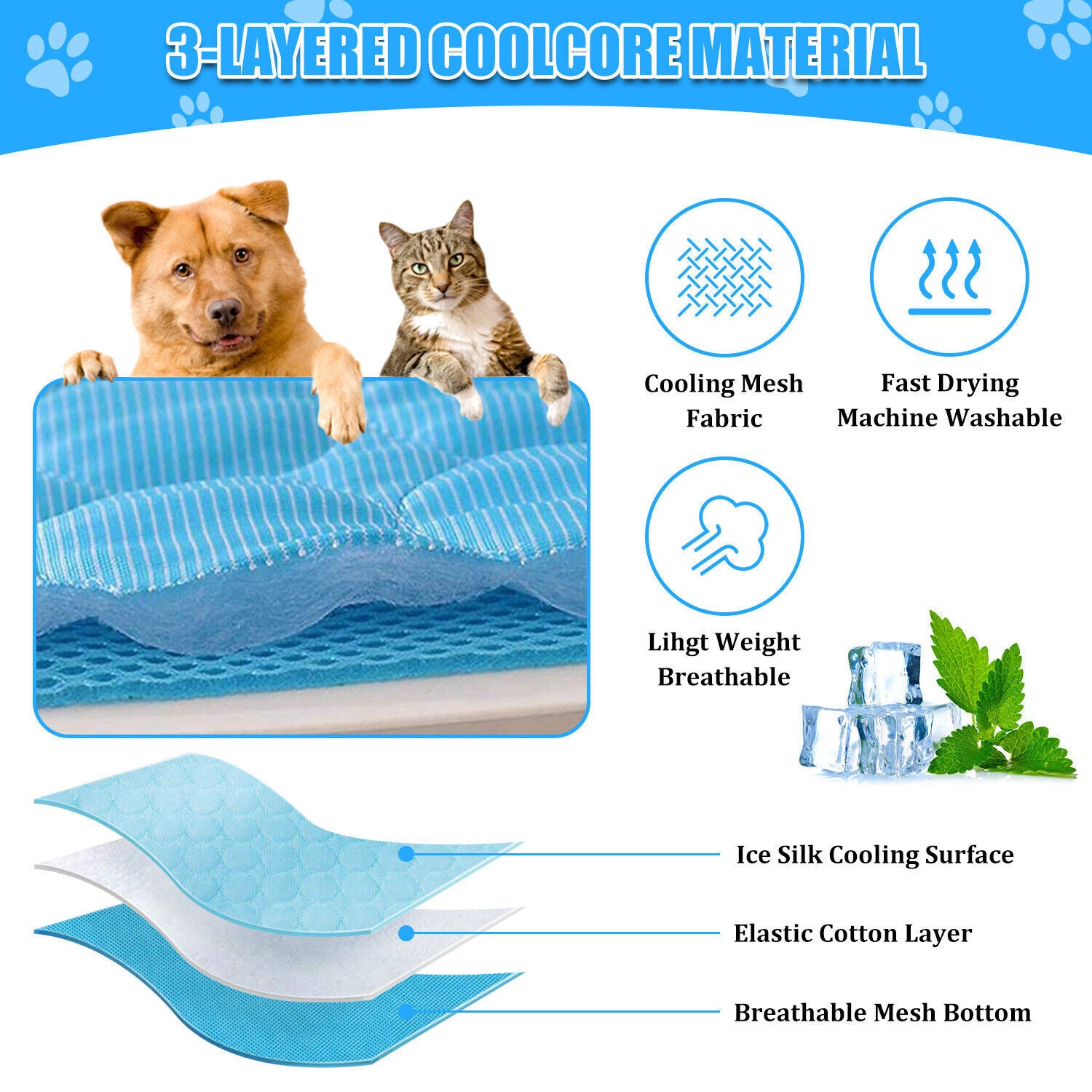 Pet Cooling Mat Cool Pad Cushion Dog Cat