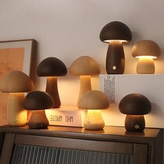 "INS Wooden Mushroom LED Night Light"