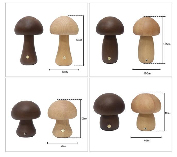 "INS Wooden Mushroom LED Night Light"